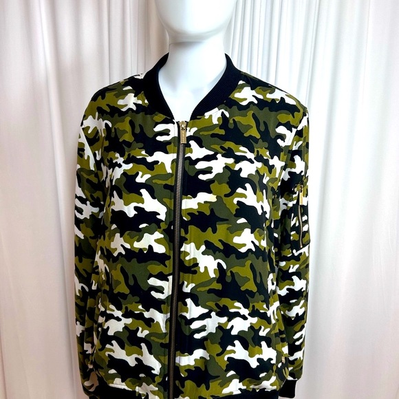 Michael Kors Camo Bomber Jacket - Green, Black, White - Picture 2 of 9